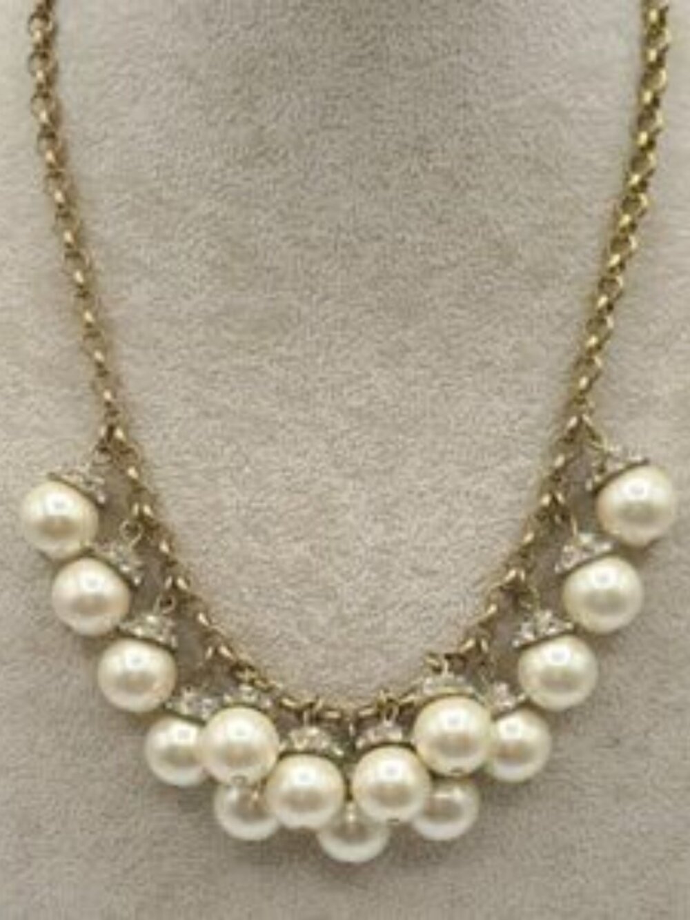 J Crew Faux Pearl Crystal Drop Necklace
